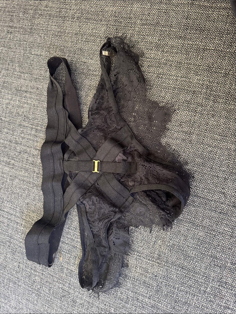 Honey Birdette Black Lace Strappy Panties Size M